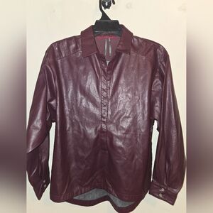 Anthropologie Burgundy Leather Jacket
